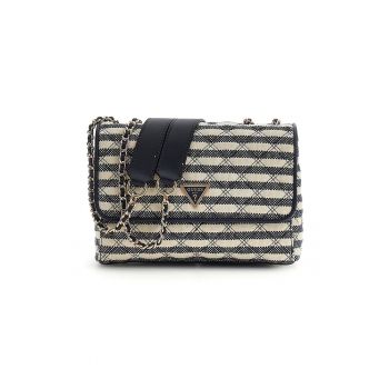 Geanta crossbody cu dungi Giully II - Alb/Bleumarin