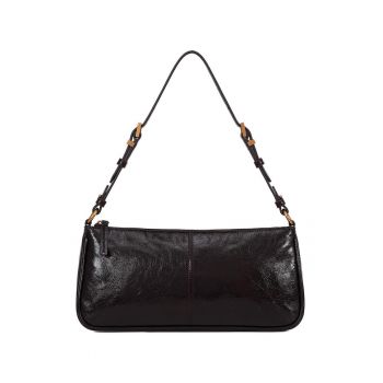 Geanta crossbody de piele cu fermoar - Negru
