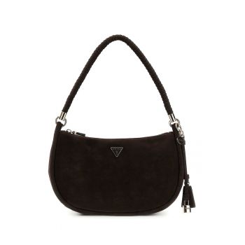 Geanta crossbody de piele ecologica cu aplicatie logo metalica Danya - Maro inchis