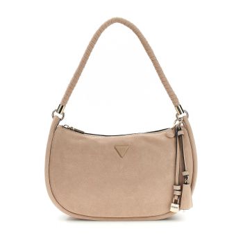 Geanta crossbody de piele ecologica cu aplicatie logo metalica Danya - Maro nisip