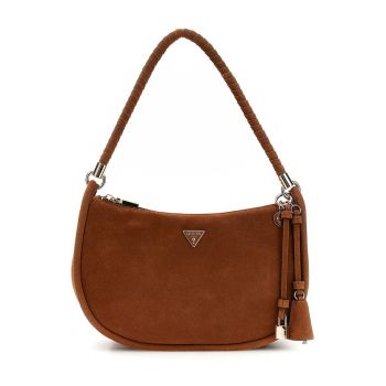 Geanta crossbody de piele ecologica cu aplicatie logo metalica Danya - Maro scortisoara