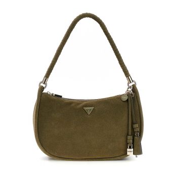 Geanta crossbody de piele ecologica cu aplicatie logo metalica Danya - Verde masliniu