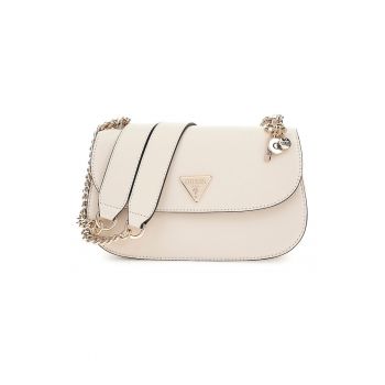 Geanta crossbody de piele ecologica cu bareta de lant Daryna - Alb fildes