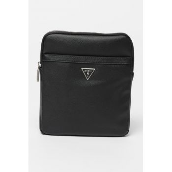 Geanta crossbody de piele ecologica cu logo Certosa - Negru