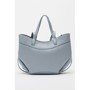 Geanta crossbody din piele - Albastru pastel
