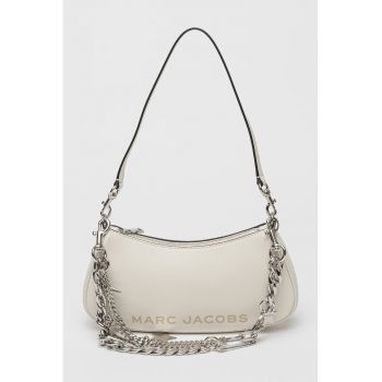 Geanta crossbody din piele cu bareta detasabila din lant - Alb