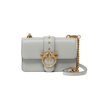 Geanta crossbody din piele cu bareta din lant - Gri deschis