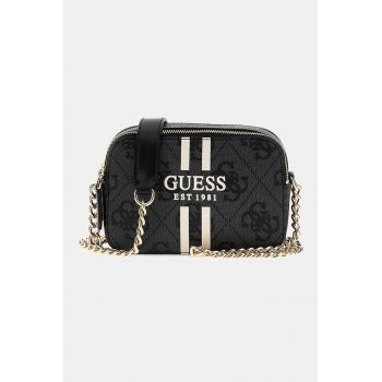 Geanta crossbody din piele ecologica cu model - Alb fildes/Gri carbune