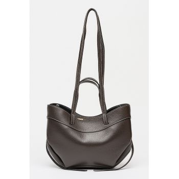 Geanta crossbody din piele - Maro inchis