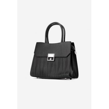 Geanta dama din piele cu model - Negru