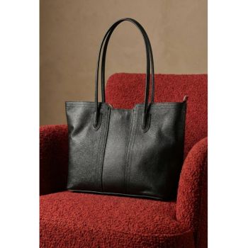 Geanta dama neagra din piele texturata