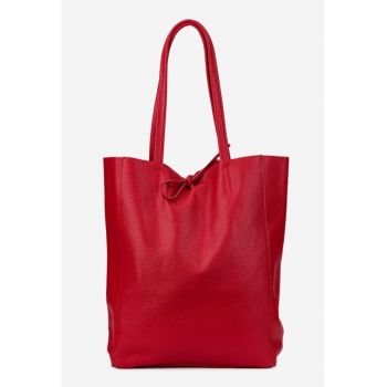 Geanta dama shopper din piele naturala - Rosu