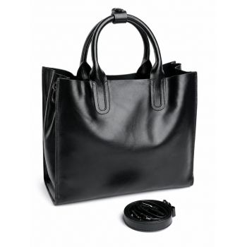Geanta de dama, 6609, piele naturala, Neagra