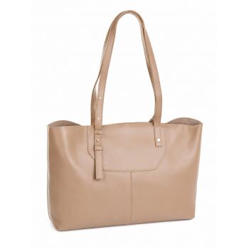 Geanta de dama, 7725, piele naturala, Crem
