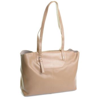 Geanta de dama, 7725, piele naturala, Crem
