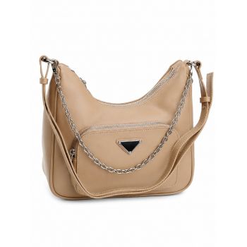 Geanta de dama, 7739, piele naturala, Crem