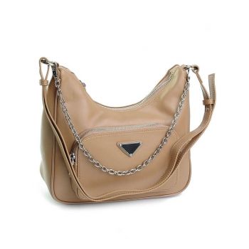 Geanta de dama, 7739, piele naturala, Crem