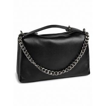 Geanta de dama, 7751, piele naturala, Neagra
