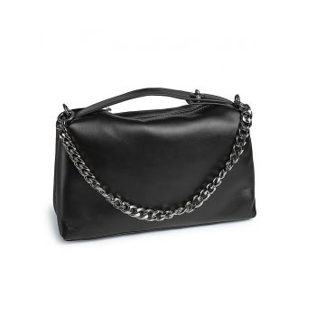 Geanta de dama, 7751, piele naturala, Neagra