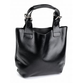 Geanta de dama, 811, piele naturala, Neagra
