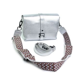 Geanta de dama, 99150, piele naturala, Argintie