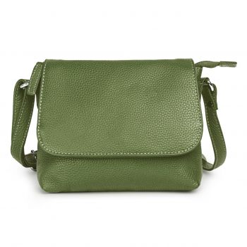 Geanta de dama, Mirabela GT3897, piele naturala, Verde