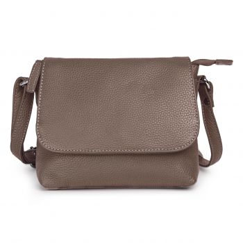 Geanta de dama, Mirabela GT3898, piele naturala, Dark Taupe