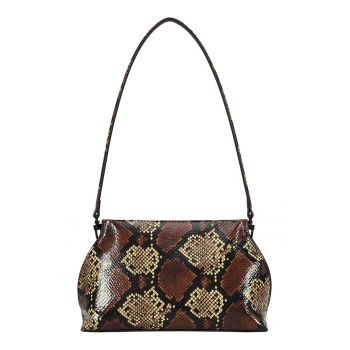 Geanta de piele cu bareta si animal print - Multicolor