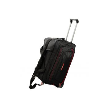 Geantă de voiaj  neagră - 55x30x30 cm - cu troler și roți - capacitate 50 l