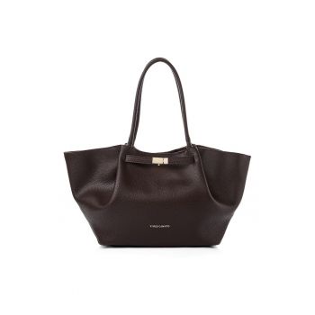 Geanta tote de piele ecologica - Maro inchis - 27x52x13