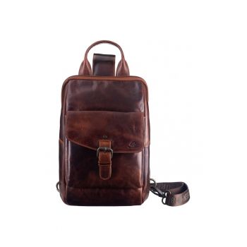 Geanta umar barbati piele naturala maro 21 x 32 cm - Rugged -  Maro