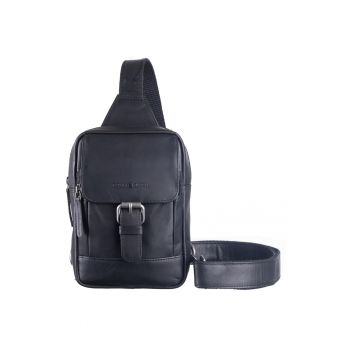 Geanta umar barbati piele naturala negru 16 x 20.5 x 8 cm - Fiorentina -  Negru