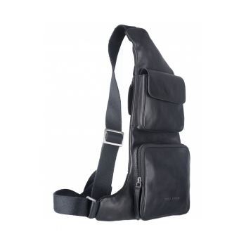 Geanta umar barbati piele naturala negru 25 x 38 cm - Pure Black -