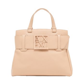 Handbag with maxi ax logo beige
