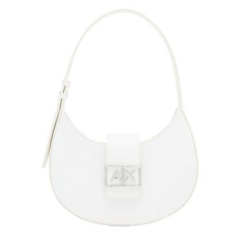 Hobo bag with logo buckle white