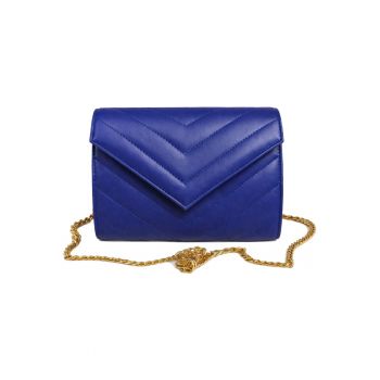 Plic din piele naturala Val Clutch - Albastru inchis