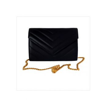 Plic din piele naturala Val Clutch - Negru