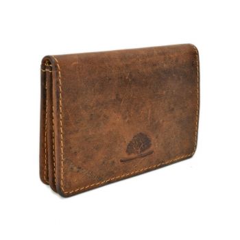 Portofel barbati piele naturala maro antichizat 10.5 x 7.5 x 3.0 cm - Vintage -