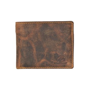 Portofel barbati piele naturala maro antichizat 11 x 9 cm - Vintage -  Maro antichizat