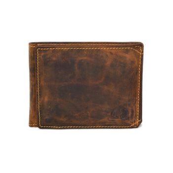 Portofel barbati piele naturala maro antichizat 12.5 x 9.5 x 2 cm - Vintage -  Maro antichizat