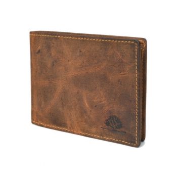 Portofel barbati piele naturala maro antichizat 12 x 9.5 x 1.5 cm - Vintage -