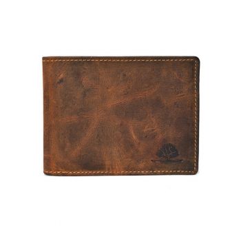Portofel barbati piele naturala maro antichizat 12 x 9.5 x 1.5 cm - Vintage -