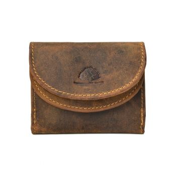Portofel dama piele naturala maro antichizat 10 x 8.5 x 2 cm - Vintage -