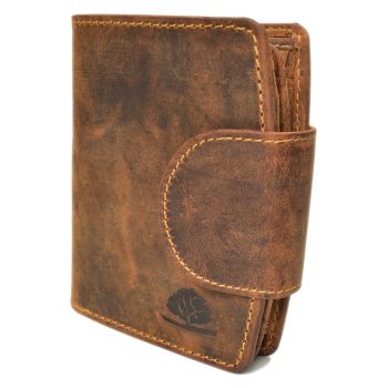Portofel dama piele naturala maro antichizat 9 x 12 cm - Vintage -