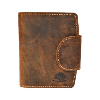 Portofel dama piele naturala maro antichizat 9 x 12 cm - Vintage -
