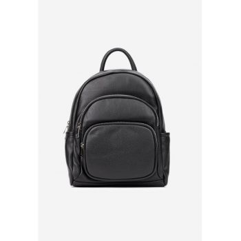 Rucsac dama din piele texturata neagra