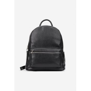 Rucsac dama din piele texturata neagra