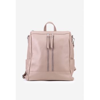 Rucsac dama roz pudra confectionat din piele texturata
