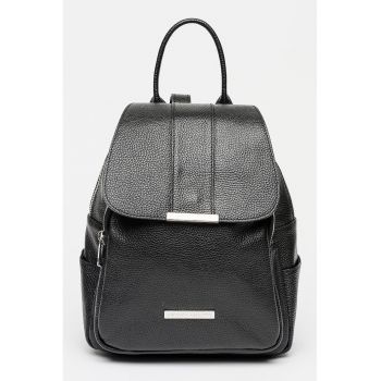 Rucsac din piele cu buzunare laterale - Auriu/Negru stins