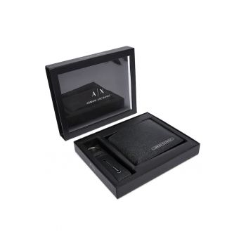 Set cadou barbati -  piele naturala - negru - One Size INTL